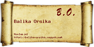 Balika Orsika névjegykártya